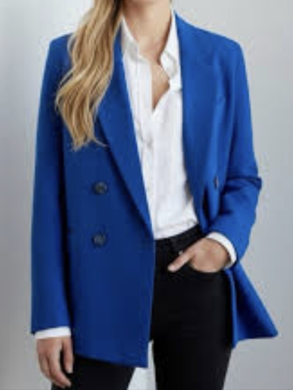Maeve Anthropologie Double-Breasted Oversized Blazer - Royal Blue - Size 0
